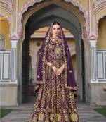 WINE NET ANARKALI SALWAR SUIT GOWN IN NET