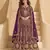 WINE NET ANARKALI SALWAR SUIT GOWN IN NET