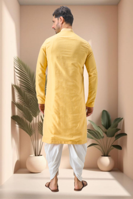 Yellow art silk embroidery dhoti kurta set 4