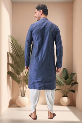 Blue art silk embroidery dhoti kurta set 2
