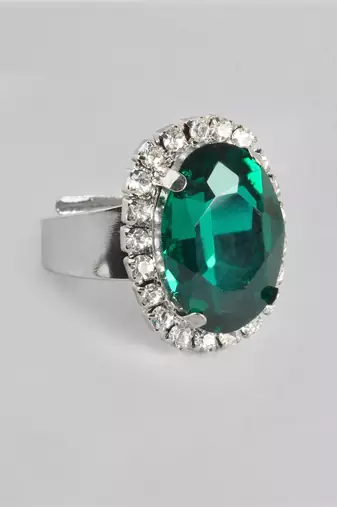 Green Color American Diamond Crystal Stone Work Long Jewelry Set For Women