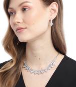 White Color American Diamond Crystal Stone Work Choker Jewelry Set For Women