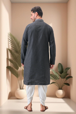 Black art silk embroidery dhoti kurta set 2