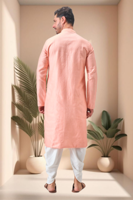 Pink art silk embroidery dhoti kurta set 4