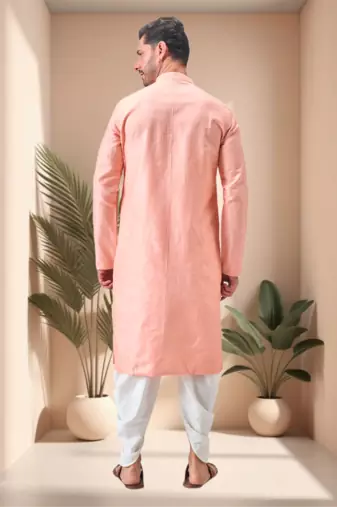 Pink art silk embroidery dhoti kurta set