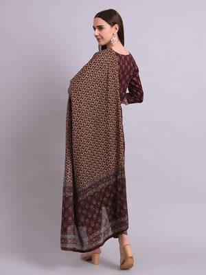 black cotton buti printed & embroidery work kurta with trousers & dupatta set 3