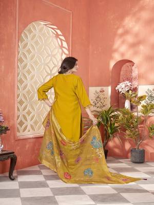 roman silk embroidery with hand work mustard kurta set 2