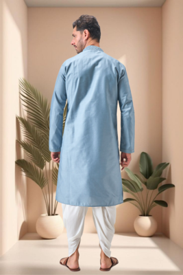 Blue art silk embroidery mirror work dhoti kurta set 5