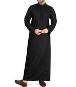 Black Cotton Plain Men's Kurta