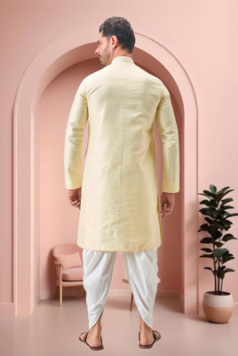 Yellow art silk embroidery dhoti kurta set 3