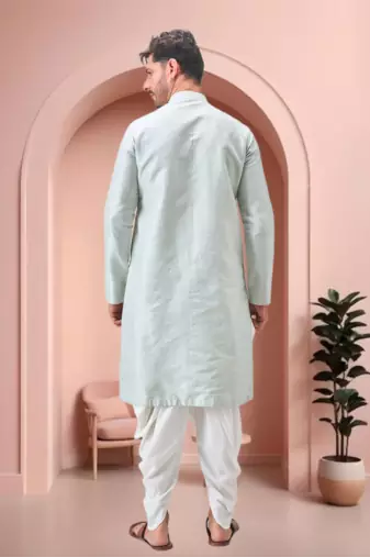Green art silk embroidery dhoti kurta set