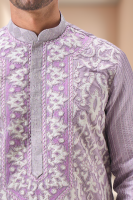 Purple art silk embroidery dhoti kurta set 2