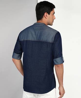 men's tailored fit short denim kurta | kurta shirt for men 2