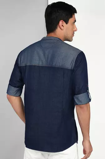 men's tailored fit short denim kurta | kurta shirt for men