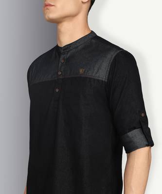 men's tailored fit indigo blue short denim kurta | kurta shirt for men 3