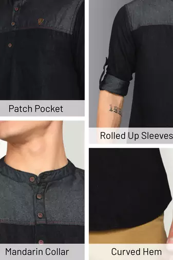 men's tailored fit indigo blue short denim kurta | kurta shirt for men