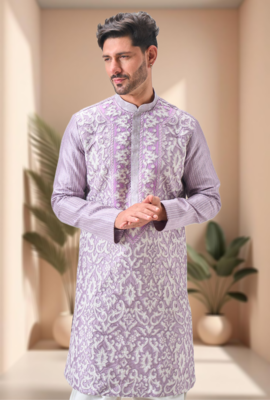 Purple art silk embroidery dhoti kurta set 3