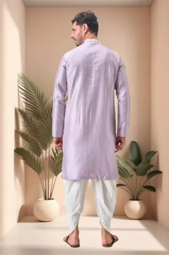 Purple art silk embroidery dhoti kurta set