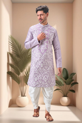Purple art silk embroidery dhoti kurta set 5