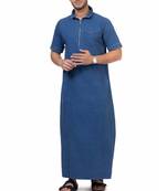 Lido Half Sleeve Denim Thobe for Men Arabic Style 