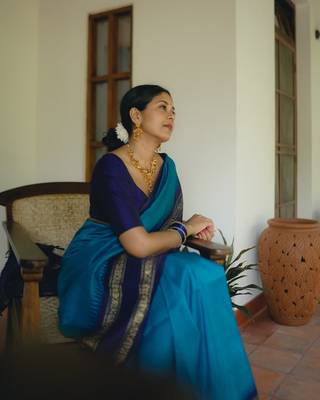 Blue Color Silk blend sarees with blouse 2