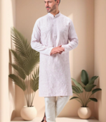 Pink art silk embroidery kurta pajama set