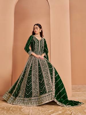 Dark green georgette embroidered salwar suit 2
