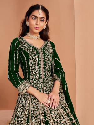 Dark green georgette embroidered salwar suit 4