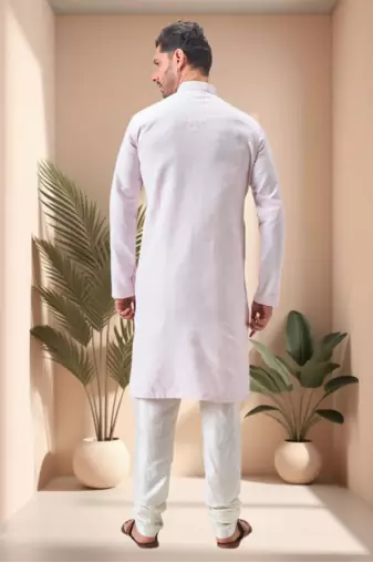 Pink art silk embroidery kurta pajama set