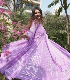 PURPLE HEAVY CHINON EMBROIDERY PARTY WEAR SUIT 