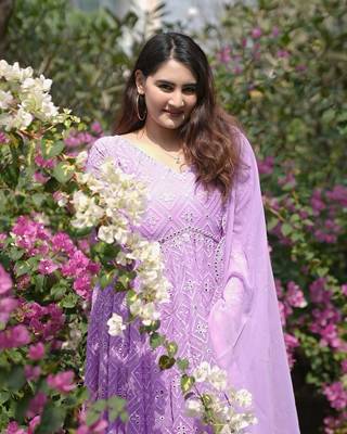 PURPLE HEAVY CHINON EMBROIDERY PARTY WEAR SUIT  3