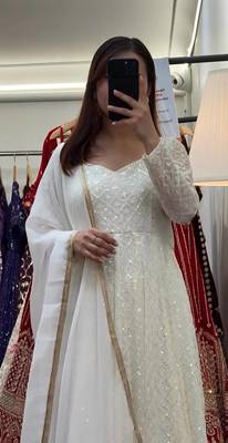 Off white Lucknowi EMBROIDERY Work SUIT SET  3