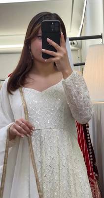 Off white Lucknowi EMBROIDERY Work SUIT SET  4