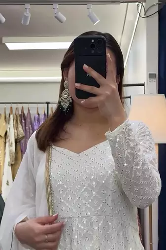 Off white Lucknowi EMBROIDERY Work SUIT SET 