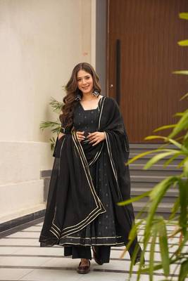BLACK Maslin Fabric digital print work SUIT SET  1