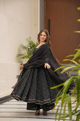 BLACK Maslin Fabric digital print work SUIT SET  3