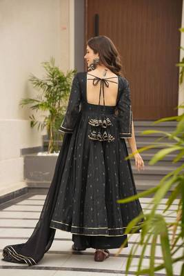 BLACK Maslin Fabric digital print work SUIT SET  4