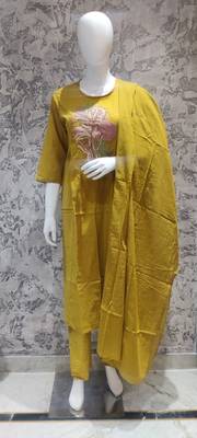 Cotton dyed anarkali kurti-pant-dupatta set 3