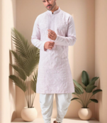 Pink art silk embroidery dhoti kurta set