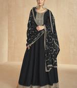 Black silk embroidered anarkali suit