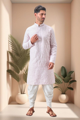 Pink art silk embroidery dhoti kurta set 2
