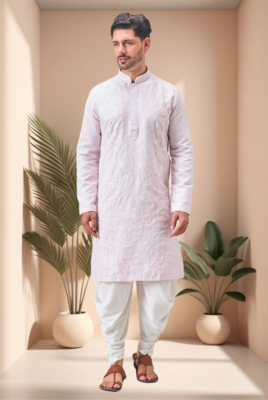 Pink art silk embroidery dhoti kurta set 3