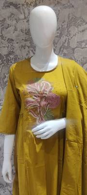 Cotton dyed anarkali kurti-pant-dupatta set 4