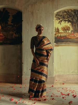 Huts and looms multicoloured handloom tissue saree 1
