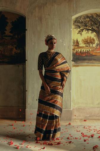 Huts and looms multicoloured handloom tissue saree