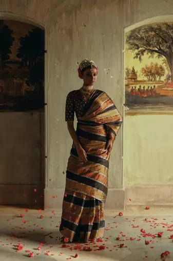 Huts and looms multicoloured handloom tissue saree