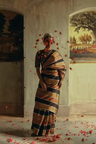Huts and looms multicoloured handloom tissue saree
