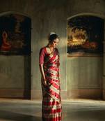 Huts and looms multicolour striped handloom tissue saree