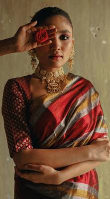 Huts and looms multicolour striped handloom tissue saree 4