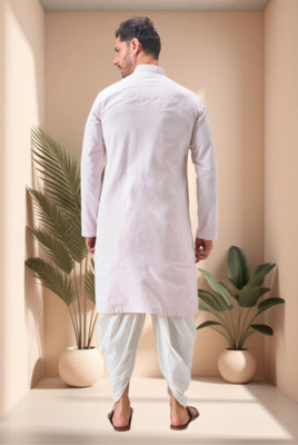 Pink art silk embroidery dhoti kurta set 5